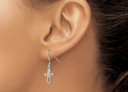 Sterling silver cross drop earrings, another view