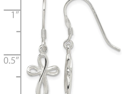 Sterling silver cross drop earrings, further view