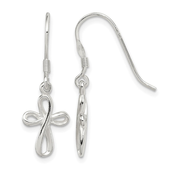 Sterling silver cross drop earrings
