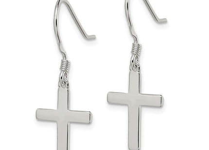 Sterling silver cross drop earrings, alternate view