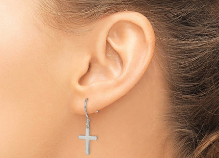 Sterling silver cross drop earrings, another view