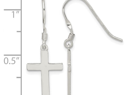 Sterling silver cross drop earrings, further view