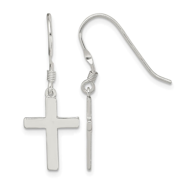 Sterling silver cross drop earrings
