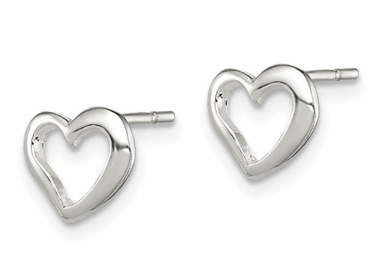 Sterling silver heart earrings, alternate view