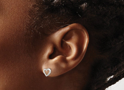 Sterling silver heart earrings, another view