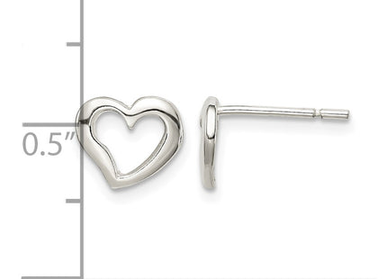 Sterling silver heart earrings, further view