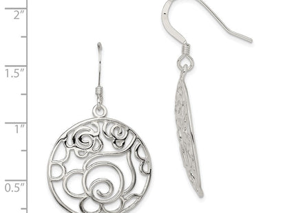 Sterling Silver Polished Fancy Circle Dangle Earrings (Style QE7082)