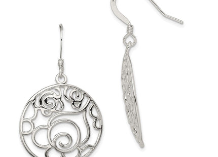Sterling Silver Polished Fancy Circle Dangle Earrings (Style QE7082)