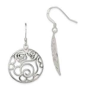 Sterling Silver Polished Fancy Circle Dangle Earrings (Style QE7082)