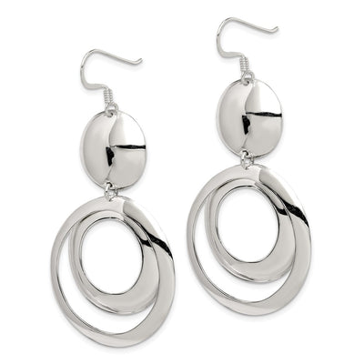 Sterling Silver Polished Fancy Circle Dangle Earrings, 61 x 30mm