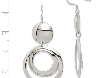 Sterling silver circle drop earrings, further view