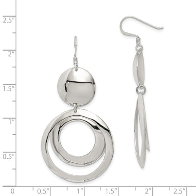 Sterling Silver Polished Fancy Circle Dangle Earrings, 61 x 30mm