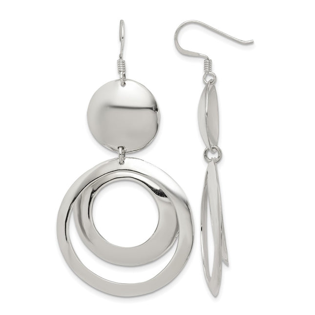 Sterling silver circle drop earrings