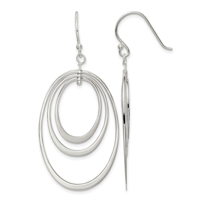 Sterling silver oval drop earrings
