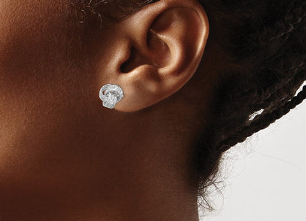 Sterling Silver Rhodium-plated CZ Love Knot Post Earrings (Style QE7355)