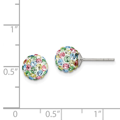 Sterling Silver Rhod-pltd Multicolor Preciosa Crystal Post Earrings