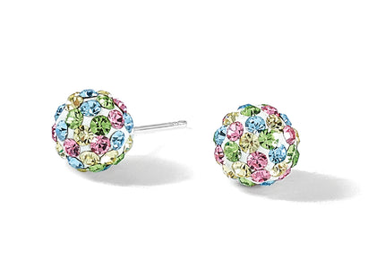 Sterling Silver Rhod-pltd Multicolor Preciosa Crystal Post Earrings