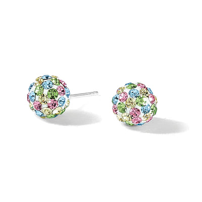 Sterling Silver Rhod-pltd Multicolor Preciosa Crystal Post Earrings