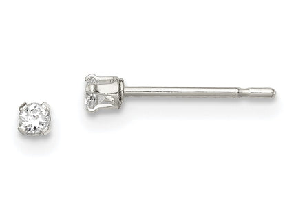 Sterling Silver Polished Children's Round Snap Set CZ Stud Earrings (Style QE7471)