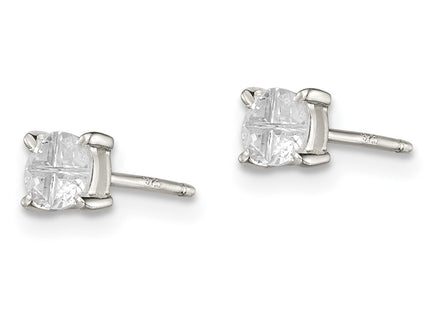 Sterling silver cubic zirconia cross stud earrings, alternate view
