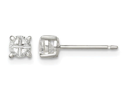 Sterling silver cubic zirconia cross stud earrings