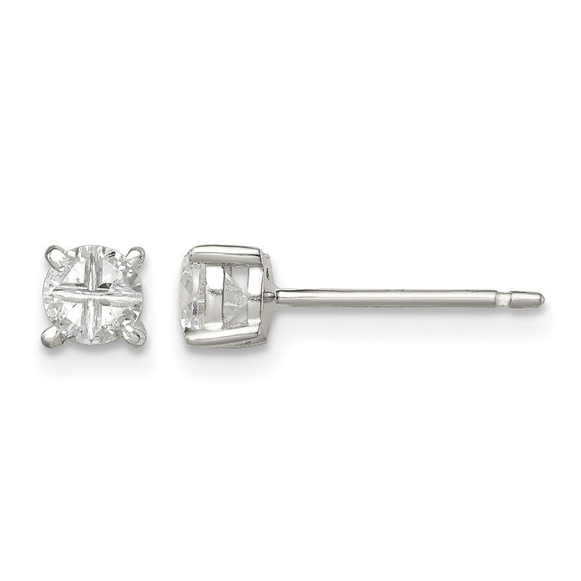 Sterling silver cubic zirconia cross stud earrings