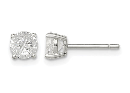 Sterling silver cubic zirconia cross stud earrings