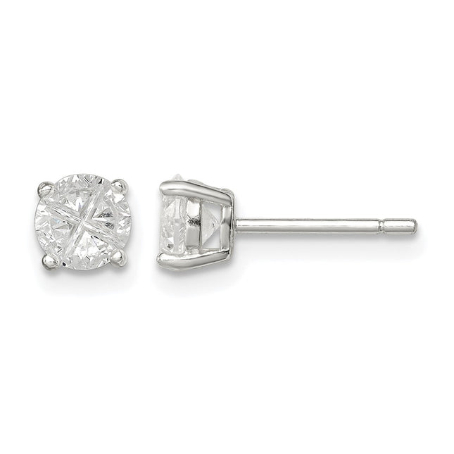 Sterling silver cubic zirconia cross stud earrings
