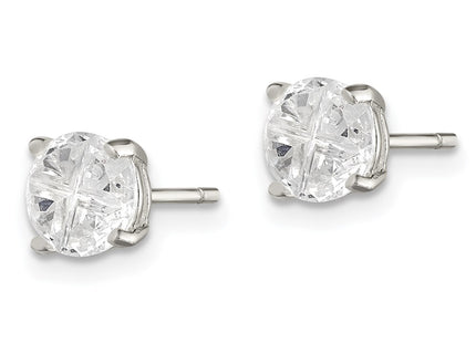 Sterling silver cubic zirconia cross stud earrings, alternate view