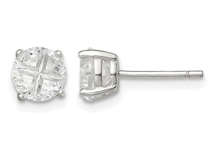 Sterling silver cubic zirconia cross stud earrings