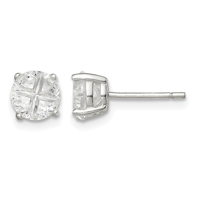 Sterling silver cubic zirconia cross stud earrings