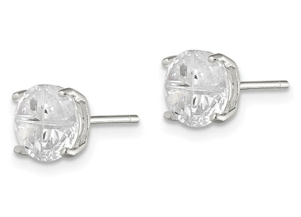Sterling silver cubic zirconia cross stud earrings, alternate view