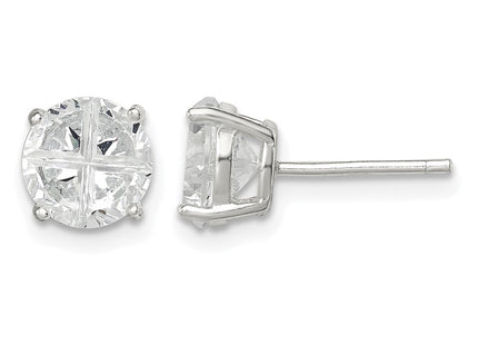 Sterling silver cubic zirconia cross stud earrings
