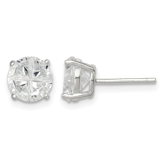 Sterling silver cubic zirconia cross stud earrings