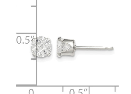 Sterling silver cubic zirconia stud earrings, further view