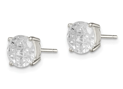 Sterling silver cubic zirconia stud earrings, alternate view