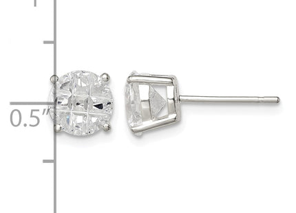 Sterling silver cubic zirconia stud earrings, further view