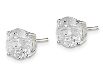 Sterling silver cubic zirconia stud earrings, alternate view
