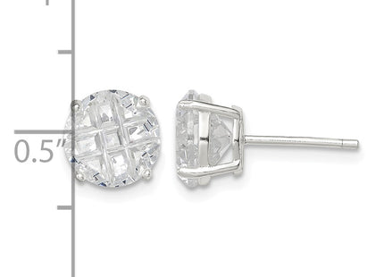 Sterling silver cubic zirconia stud earrings, further view