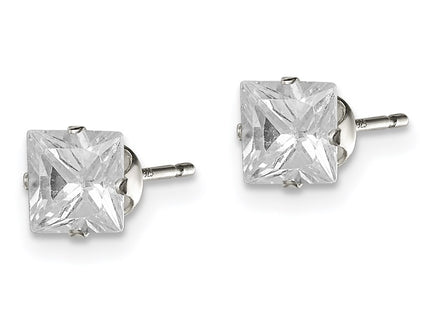 Sterling silver cubic zirconia stud earrings, alternate view