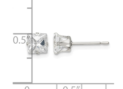 Sterling silver cubic zirconia stud earrings, further view