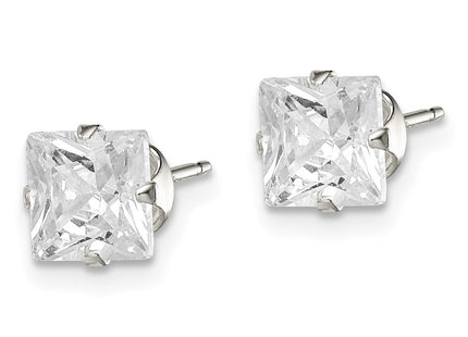 Sterling silver cubic zirconia stud earrings, alternate view