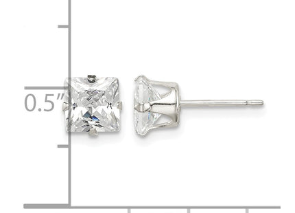 Sterling silver cubic zirconia stud earrings, further view