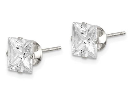 Sterling silver cubic zirconia stud earrings, alternate view