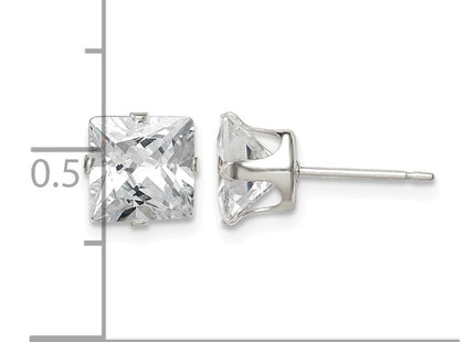 Sterling silver cubic zirconia stud earrings, further view