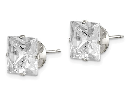 Sterling silver cubic zirconia stud earrings, alternate view