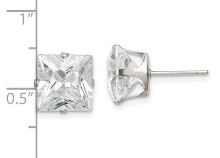 Sterling silver cubic zirconia stud earrings, further view