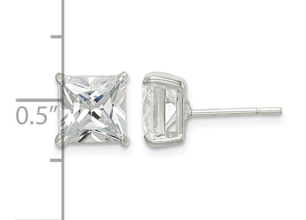 Sterling silver cubic zirconia stud earrings, further view