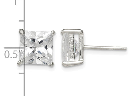 Sterling silver cubic zirconia stud earrings, further view