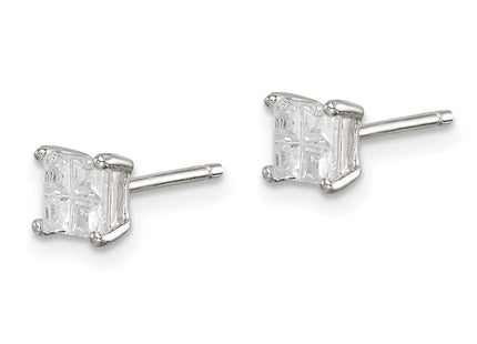 Sterling silver cubic zirconia cross stud earrings, alternate view